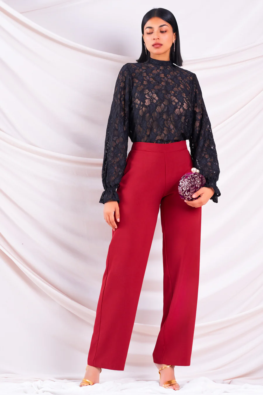 LACE PUFF SLEEVE TOP