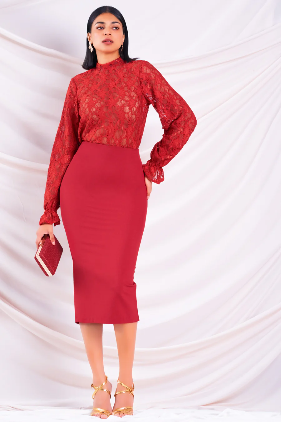 LACE PUFF SLEEVE TOP