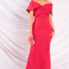 RED OFF SHOULDER MAXI DRESS