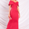 RED OFF SHOULDER MAXI DRESS